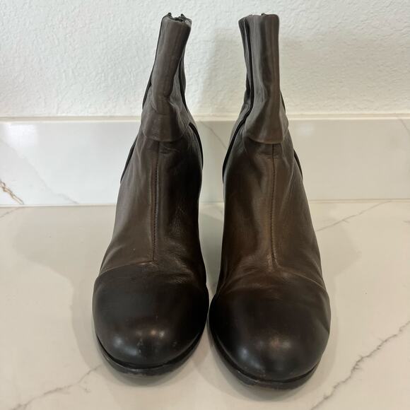 Vince Camuto Womens Hadley Ankle Boots Booties Brown Leather Stacked Zip 8.5 M - Picture 2 of 11